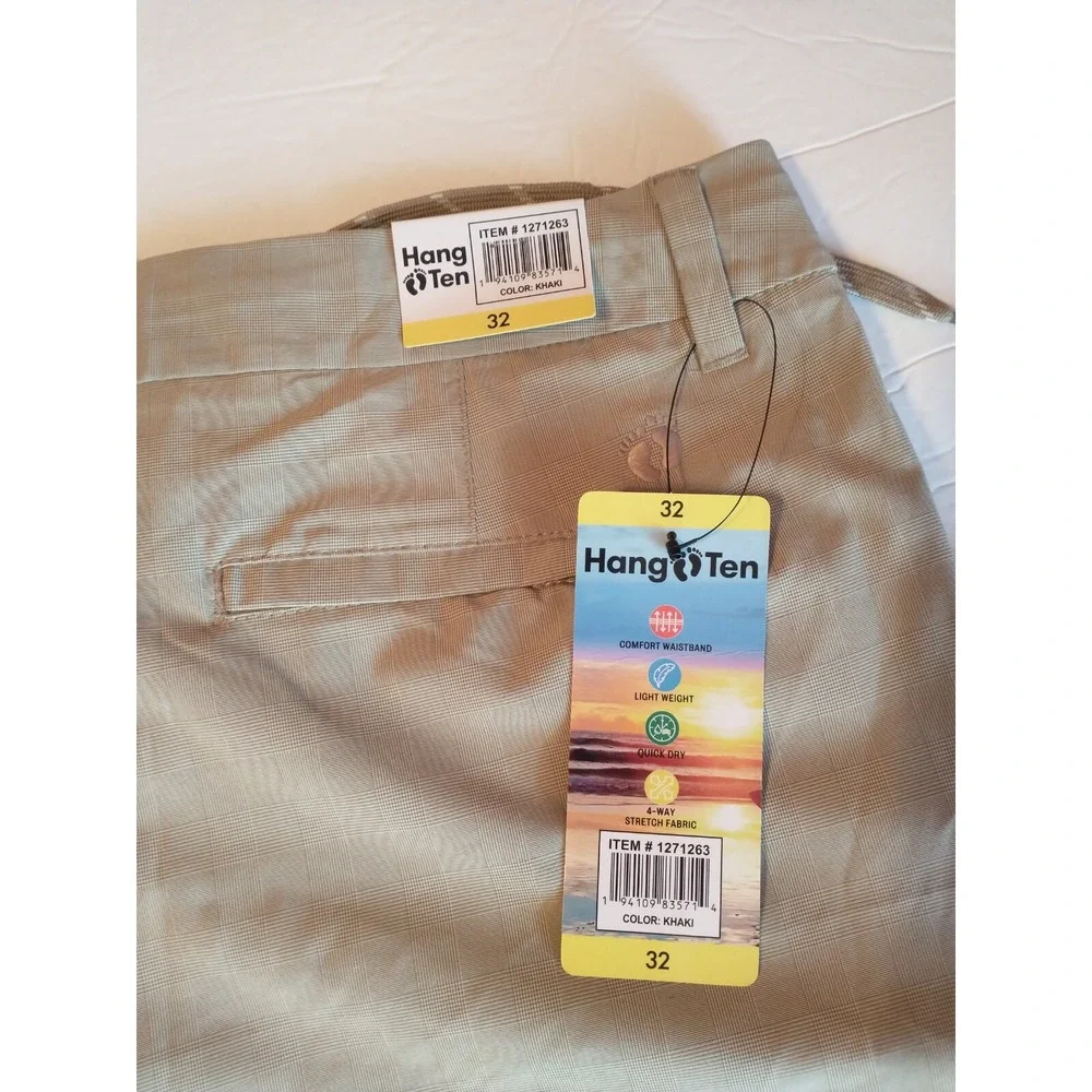Hang Ten Men's Hybrid Lightweight 4-Way Stretch Comfort Quick‎ Dry Shorts Khaki